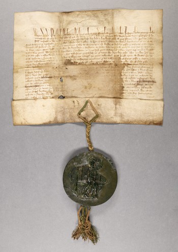 Letters patent of Edward III with intact seal concerning the great