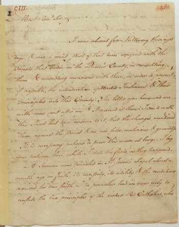 Letter from Dr Lanigan to Dr Troy. [Castlereagh