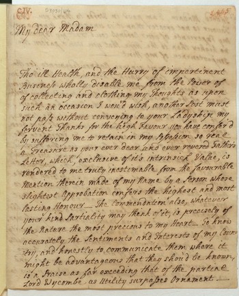 Letter from Lord Charlemont to the Countess