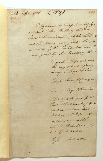 Copy letter from Abercromby to Camden. [Castlereagh