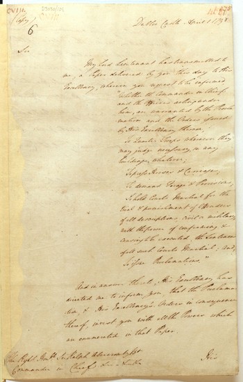 Copy letter from Castlereagh to Abercromby