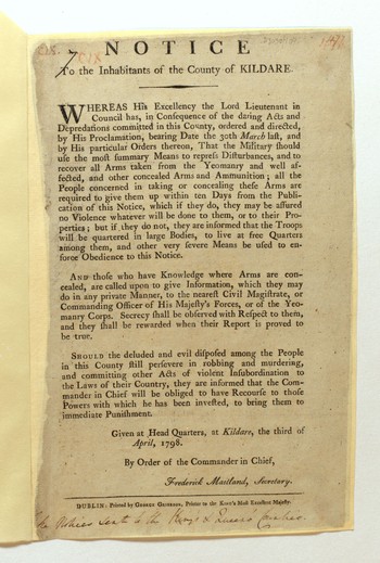 Printed proclamation of the Commander-in-Chief