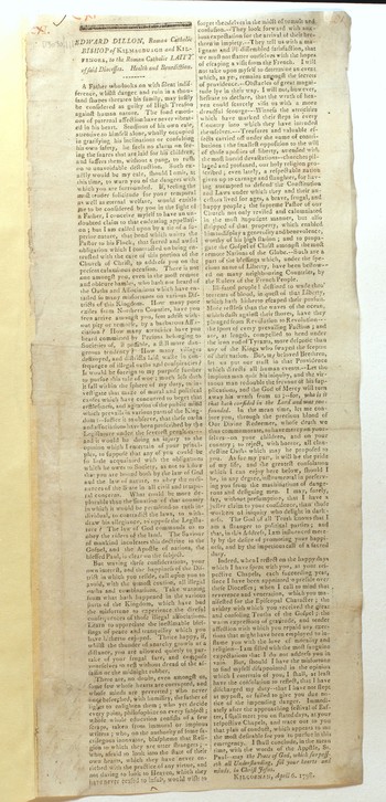 Printed address of the Catholic Bishop of