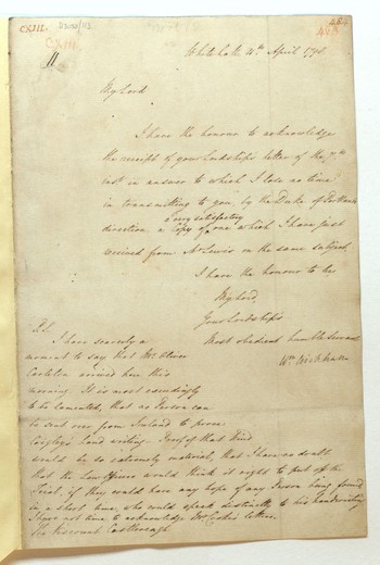 Letter from William Wickham to Castlereagh